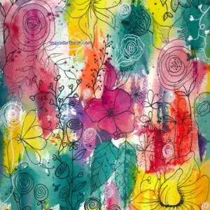 Artistic floral pattern with vivid colors