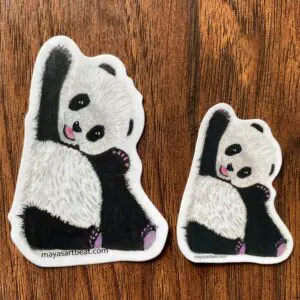 Adorable panda stickers with raised paws