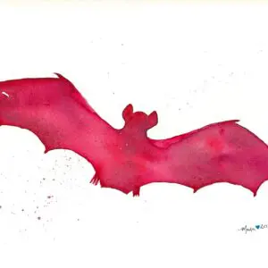 Red bat silhouette on white background