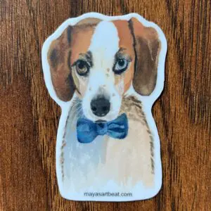 Artistic beagle design with bowtie