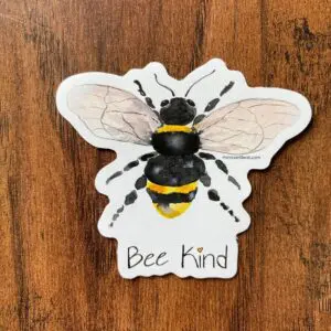Bee illustration with "Bee Kind" text