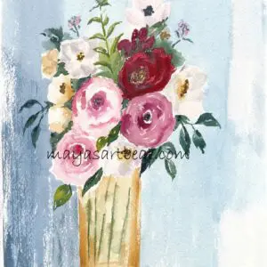 Watercolor bouquet of colorful flowers