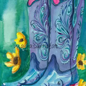 Artistic boots illustration with flowers