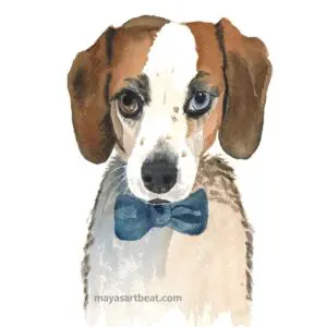 Cute beagle illustration in watercolor style