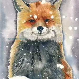 Artistic fox in winter scene