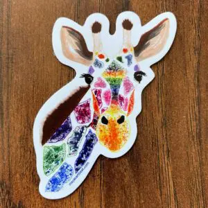 Multicolored giraffe art sticker