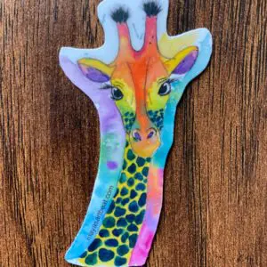 Artistic giraffe sticker with vivid hues