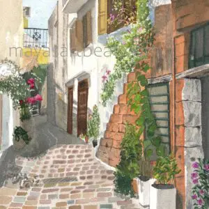 Picturesque alleyway adorned with greenery