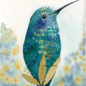 Colorful hummingbird watercolor painting
