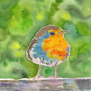 Watercolor bird art with vivid colors