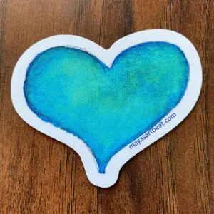 Colorful heart illustration on table