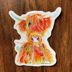 Vibrant cow illustration sticker