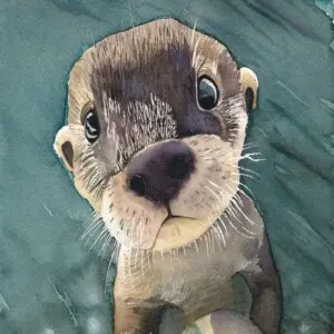Curious otter in watercolor art