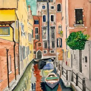 Quaint canal view with reflections