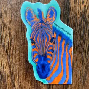 Colorful zebra artwork on wooden background
