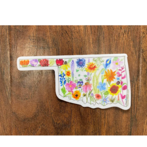 Artistic Oklahoma map with flowers design