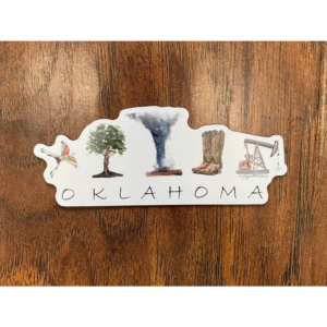 Oklahoma-themed sticker with symbols
