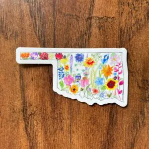 Colorful floral design on Oklahoma outline