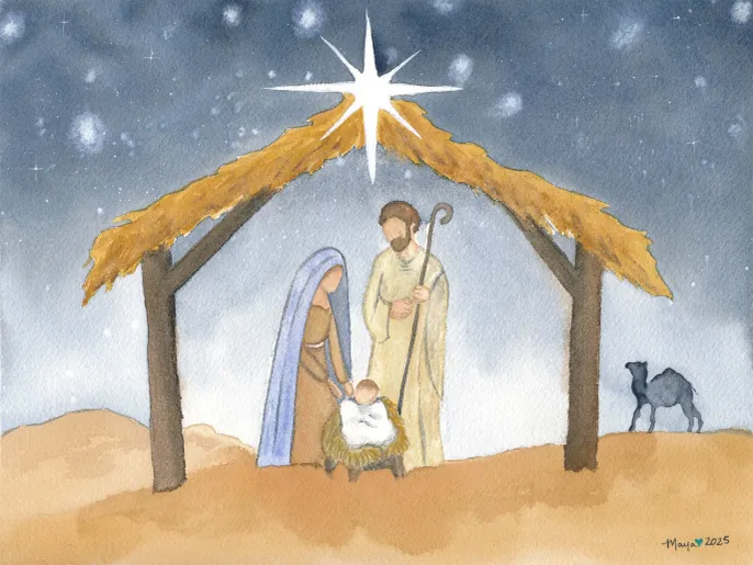 Experience The Miracle Of Christmas With “The Nativity” Watercolor
