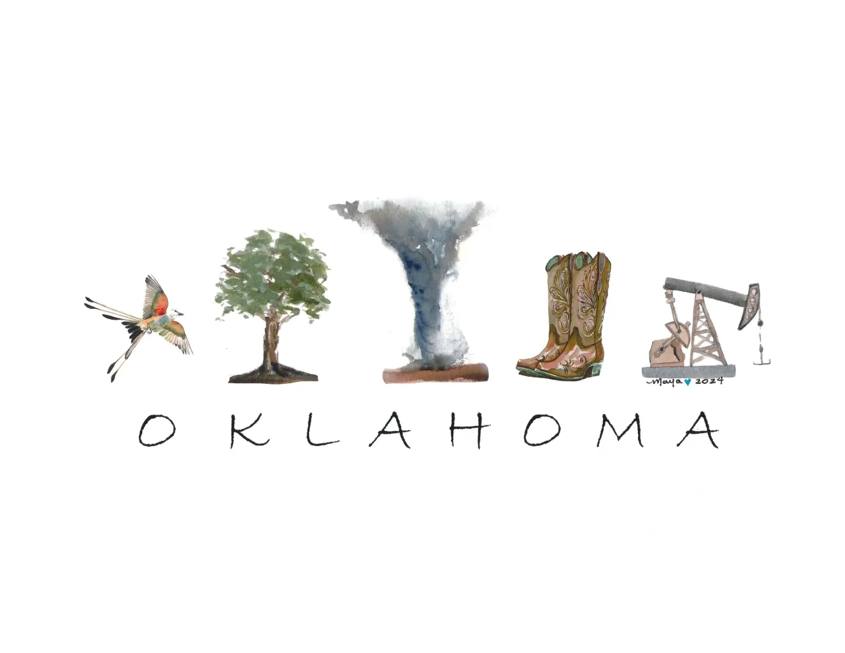 Oklahoma state symbols illustration